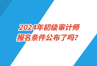 2024年初級(jí)審計(jì)師報(bào)名條件公布了嗎？