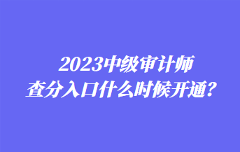 2023中級審計師查分入口什么時候開通？