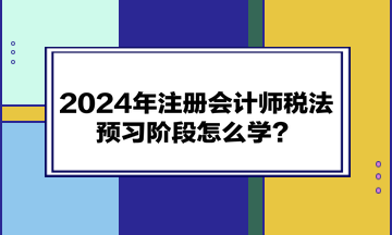 2024年注冊(cè)會(huì)計(jì)師《稅法》預(yù)習(xí)階段怎么學(xué)？