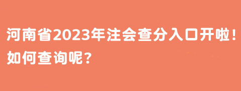 河南省2023年注會查分入口開啦！如何查詢呢？