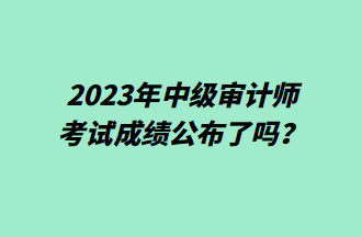 2023年中級審計(jì)師考試成績公布了嗎？