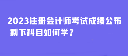 2023年注冊會計師考試成績公布 剩下科目如何學(xué)？