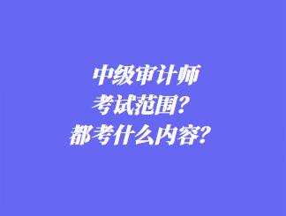 中級審計師考試范圍？都考什么內(nèi)容？