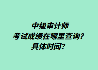 ?中級(jí)審計(jì)師考試成績(jī)?cè)谀睦锊樵?？具體時(shí)間？