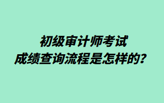 初級審計(jì)師考試成績查詢流程是怎樣的？