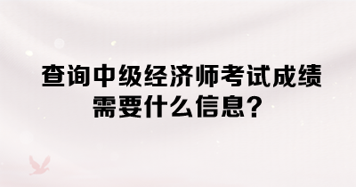 查詢中級(jí)經(jīng)濟(jì)師考試成績(jī)需要什么信息？