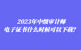 2023年中級審計師電子證書什么時候可以下載？