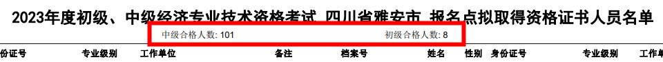 四川雅安2023年初中級經(jīng)濟師考試通過率