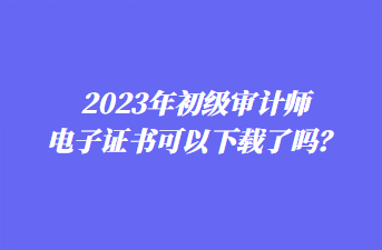 2023年初級(jí)審計(jì)師電子證書(shū)可以下載了嗎？