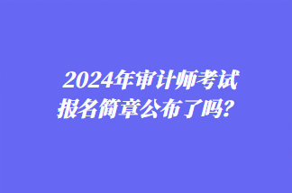 2024年審計(jì)師考試報(bào)名簡(jiǎn)章公布了嗎？