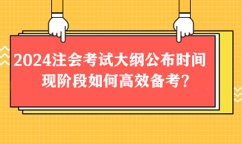 2024注會考試大綱2月公布？現(xiàn)階段如何高效備考？