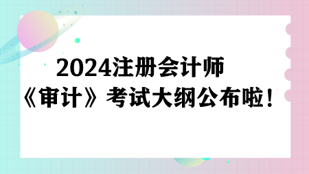 重磅！2024注冊(cè)會(huì)計(jì)師《審計(jì)》考試大綱已公布！