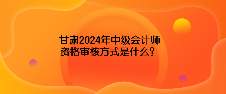 甘肅2024年中級(jí)會(huì)計(jì)師資格審核方式是什么？