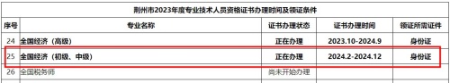 荊州市2023年初中級經(jīng)濟(jì)師證書辦理時間及領(lǐng)證條件