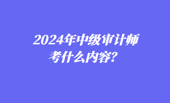 2024年中級審計師考什么內(nèi)容？