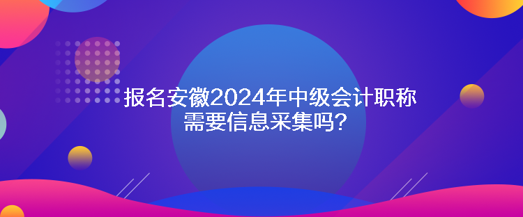 報名安徽2024年中級會計職稱需要信息采集嗎？