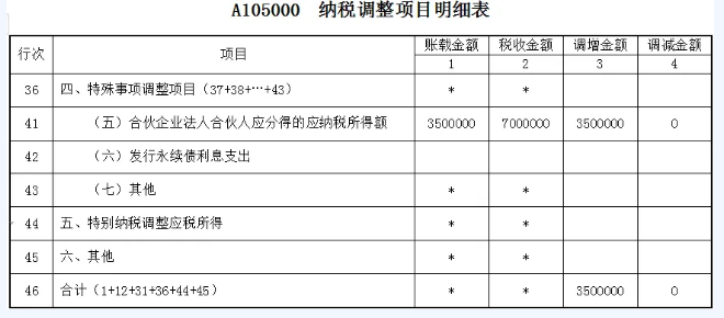 納稅調(diào)整項目明細表