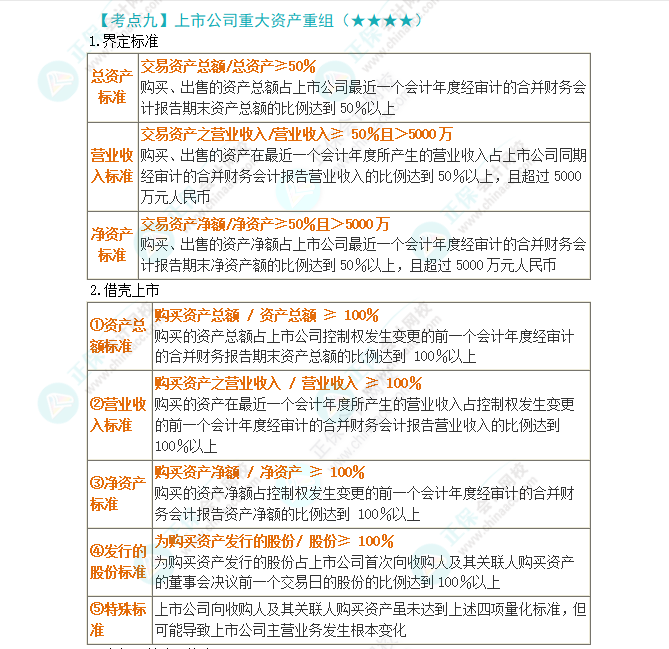 2024年注會(huì)第7章高頻考點(diǎn)9:上市公司重大資產(chǎn)重組