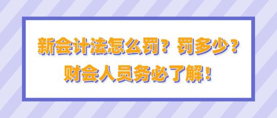 新會計法怎么罰？罰多少？財會人員務(wù)必了解！