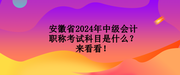 安徽省2024年中級會計職稱考試科目是什么？來看看！