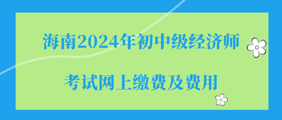 海南2024年初中級經(jīng)濟師考試網(wǎng)上繳費及費用