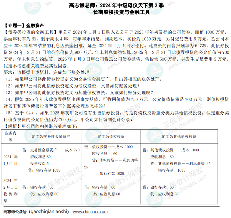 【答案】2024年《中級(jí)會(huì)計(jì)實(shí)務(wù)》母儀天下第二季-長期股權(quán)投資與金融工具