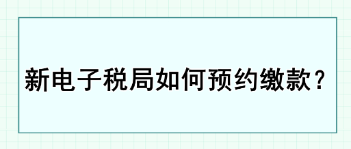 新電子稅局如何預(yù)約繳款？